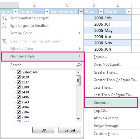   50|Filter data in a range or table